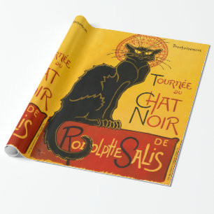 Vintag Black Cat Art Nouveau Paris Niedlicher Chat Geschenkpapier