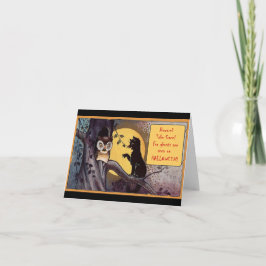 Vintag Black Cat Halloween Feiertagskarte