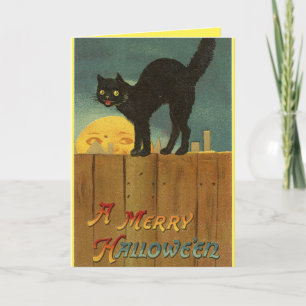 Vintag Black Cat Halloween Karte