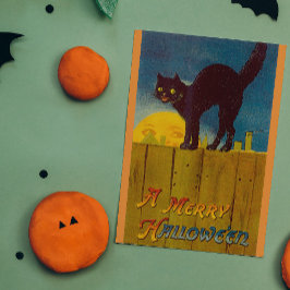 Vintag Black Cat Halloween Karte