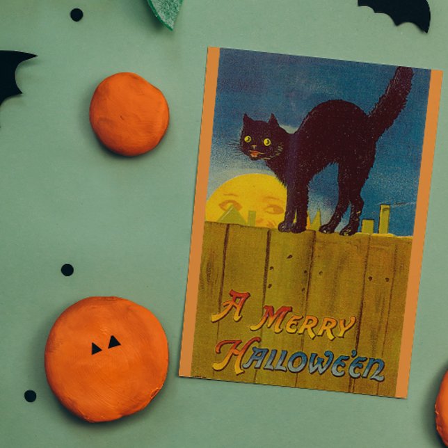 Vintag Black Cat Halloween Karte (Von Creator hochgeladen)