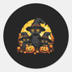 Vintag Black Cat Halloween Pumpkin Funny Cat Hall Runder Aufkleber