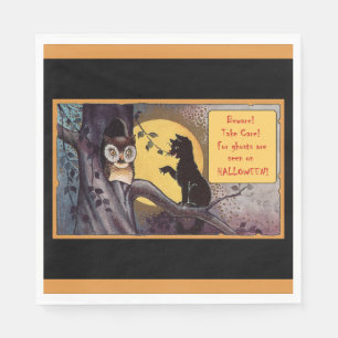 Vintag Black Cat Halloween Serviette