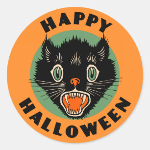 Vintag Black Cat - Happy Halloween Sticker