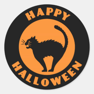 Vintag Black Cat - Happy Halloween Sticker
