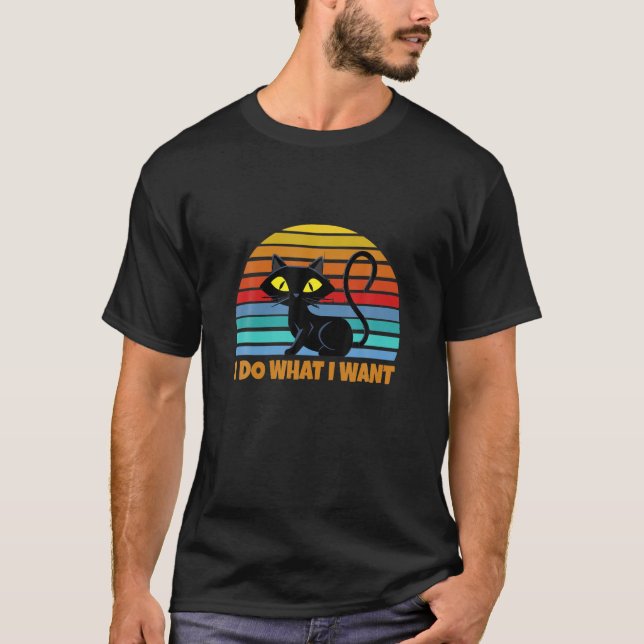 Vintag Black Cat Lover T-Shirt (Vorderseite)