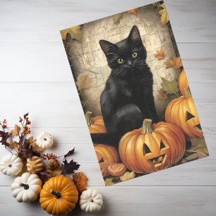 Vintag Black Cat Pumpkin Decoupage Seidenpapier