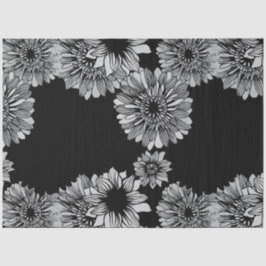 Vintag Black Daisy Floral Decoupage Seidenpapier