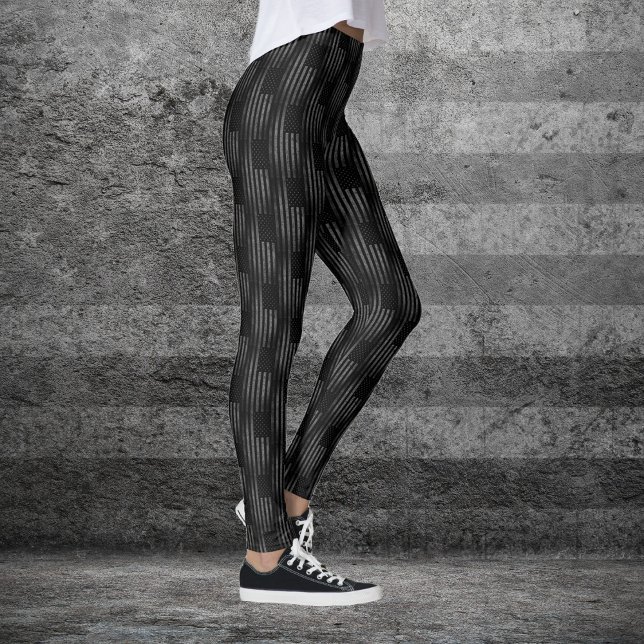 Vintag Black Grunge USA amerikanisches Flaggenmust Leggings (Von Creator hochgeladen)