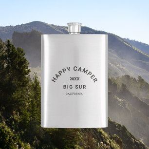 Vintag Black Happy Campers Wappen Camp Wochenende Flachmann