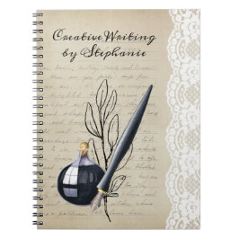 Vintag Black Inkwell und Nib Pen Notizblock