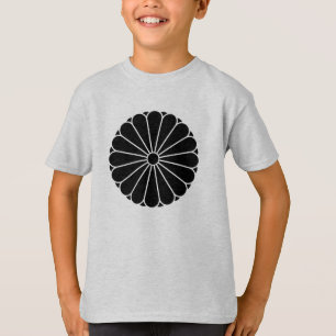 Vintag Black Kiku Chrysanthemum Mon Oriental T-Shirt
