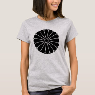 Vintag Black Kiku Chrysanthemum Mon Oriental T-Shirt