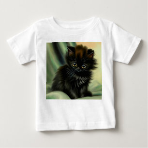 Vintag Black Kitten Illustration Baby T-shirt