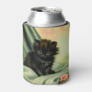 Vintag Black Kitten Illustration Dosenkühler