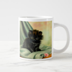 Vintag Black Kitten Illustration Jumbo-Tasse