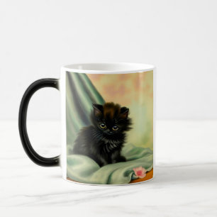 Vintag Black Kitten Illustration Verwandlungstasse