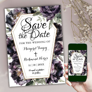Vintag Black Peony Coffin   Save the Date gotisch Einladung