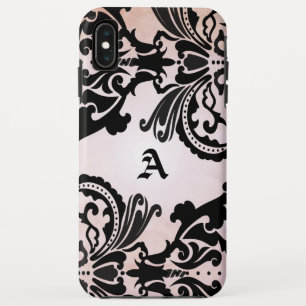 Vintag Black Pink Damask Personalisiertes iPhone XS Max Hülle