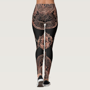 Vintag Black & Rosegold KI Kunst Leggings
