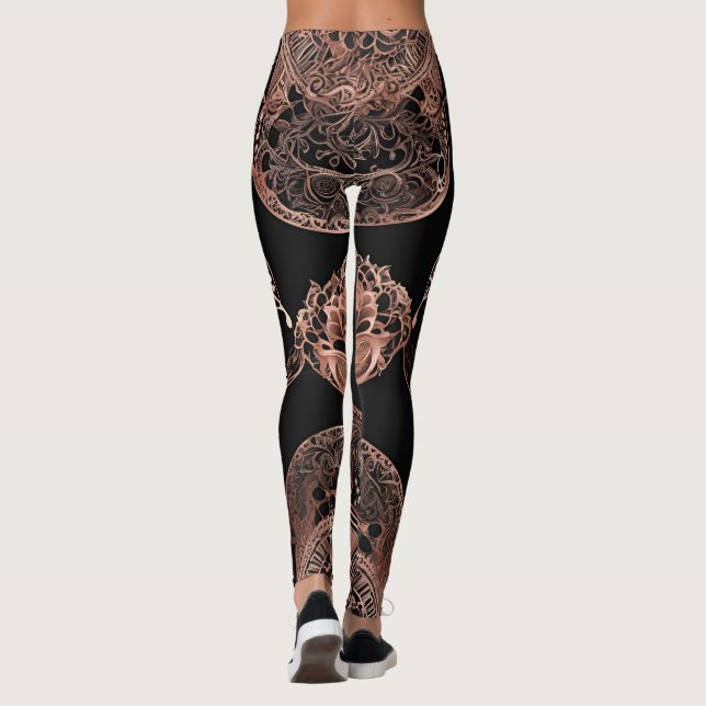 Vintag Black & Rosegold KI Kunst Leggings (Rückseite)