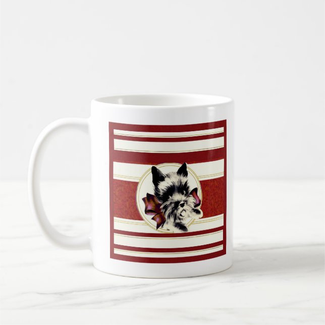Vintag Black Scottish Terrier auf roter Tasse (Links)
