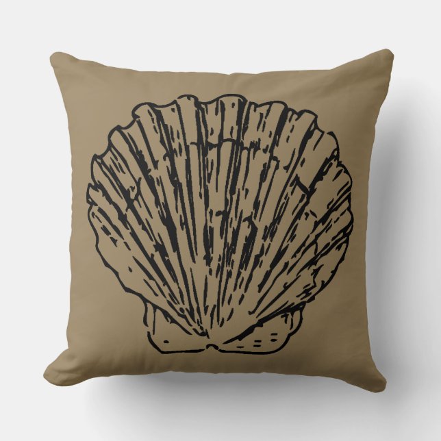 Vintag Black Seashell Art Kissen (Vorderseite)