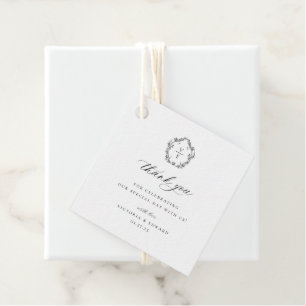 Vintag Black Wappen Monogram Wedding Danke Geschenkanhänger