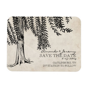 Vintag Black Weeping Willow Save the Date Magnet