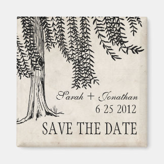 Vintag Black Weeping Willow Save the Date Magnet