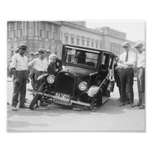 Vintag Black & White Broken Car Wreck USA 1923 Fotodruck