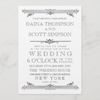 Vintag Black & White Typography Wedding Invite Einladung