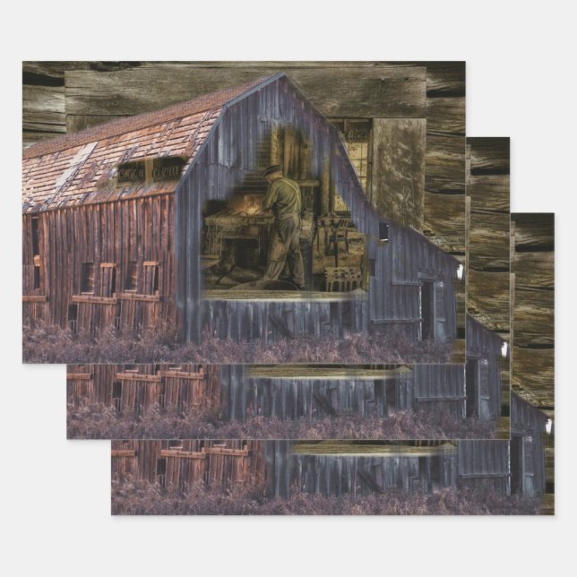 Vintag Blacksmith Shop Welder Geschenkpapier Set (Set)