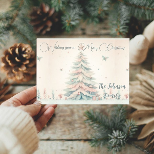 Vintag blass Frohe Weihnachten personalisierte Beg Karte (Vintage pale Merry Christmas Customized Holiday Card)