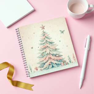 Vintag blass frohe Weihnachts-SpiralNotebook Notizbuch