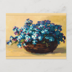 Vintag Blau Blumen Postkarte