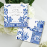 Vintag Blau Chinoiserie Asiatische Blumen Einladung<br><div class="desc">Moderner Vintager Stil, handbemalte Aquarellbilder, inspiriert von einem schönen antiken chinesischen Fliesenmauerwerk. Wasserfarbe auf der Leinwand. Kobaltblau-weiße Blume, Vögel und stilisierte Pagoden, die alle in verschiedenen Blautönen in einem Porzellantöpferstil dekoriert sind. Ein komplettes Set von Produkten steht in der Sammlung zum Kauf zur Verfügung. Audrey Jeanne Roberts, Copyright alle Rechte...</div>