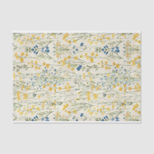 Vintag Blau-Gelbe Blume Art Muster Nr. 1 Seidenpapier