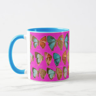 Vintag-Blau-Rot-Schmetterlinge-Kaffee Tasse