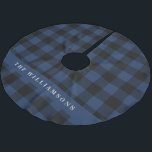 Vintag Blau und Schwarz Buffalo Kariert Personalis Polyester Weihnachtsbaumdecke<br><div class="desc">Vintag Blue and Black Buffalo Karierter Personalisierter Weihnachtsbaumrock</div>