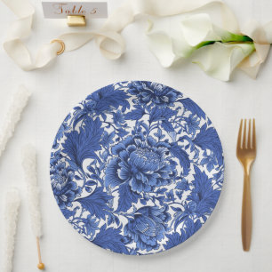 Vintag Blau und Weiß Chintz Traditionell Pappteller