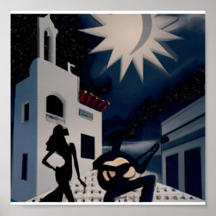 Vintag-blau-weiß-digitaler Deko