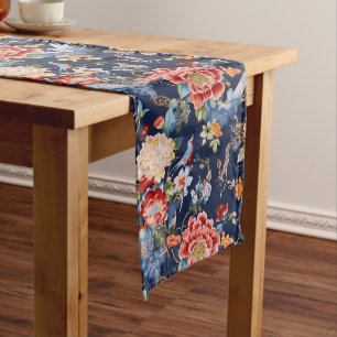 Vintag-blaue Chinoiserie Großer Tischläufer
