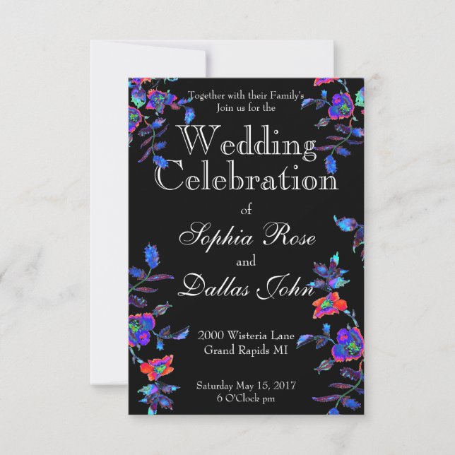 Vintag-blaue Rose-Hochzeit Einladung (Vorderseite)
