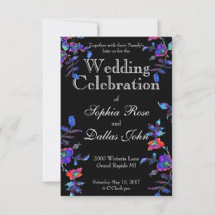 Vintag-blaue Rose-Hochzeit Einladung