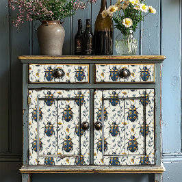 Vintag-blaue und gelbe Blumenkäfer-Muster Deko Seidenpapier