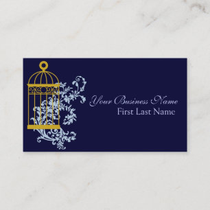 Vintag-blaue Vogelkäfig-Visitenkarten Visitenkarte