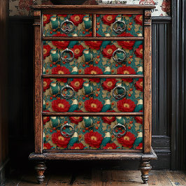Vintag Blaue Weiße Vögel Botanische Jade Floral Seidenpapier