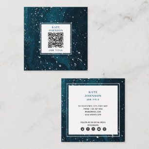 Vintag blauer Farbton Abstrakt QR Code Social Medi Quadratische Visitenkarte