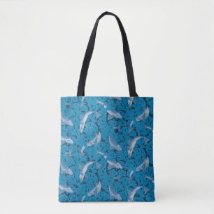 Vintag Blauer Fisch und Meeresalgen: Jugendstil